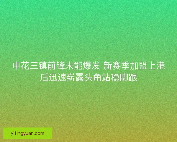 申花三镇前锋未能爆发 新赛季加盟上港后迅速崭露头角站稳脚跟