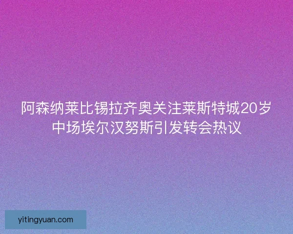 阿森纳莱比锡拉齐奥关注莱斯特城20岁中场埃尔汉努斯引发转会热议