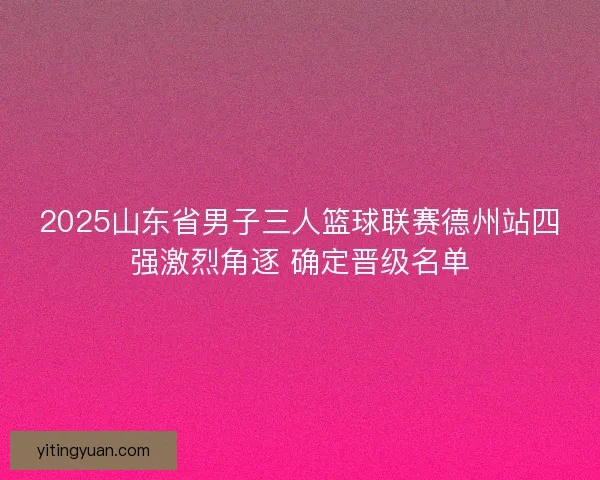 2025山东省男子三人篮球联赛德州站四强激烈角逐 确定晋级名单